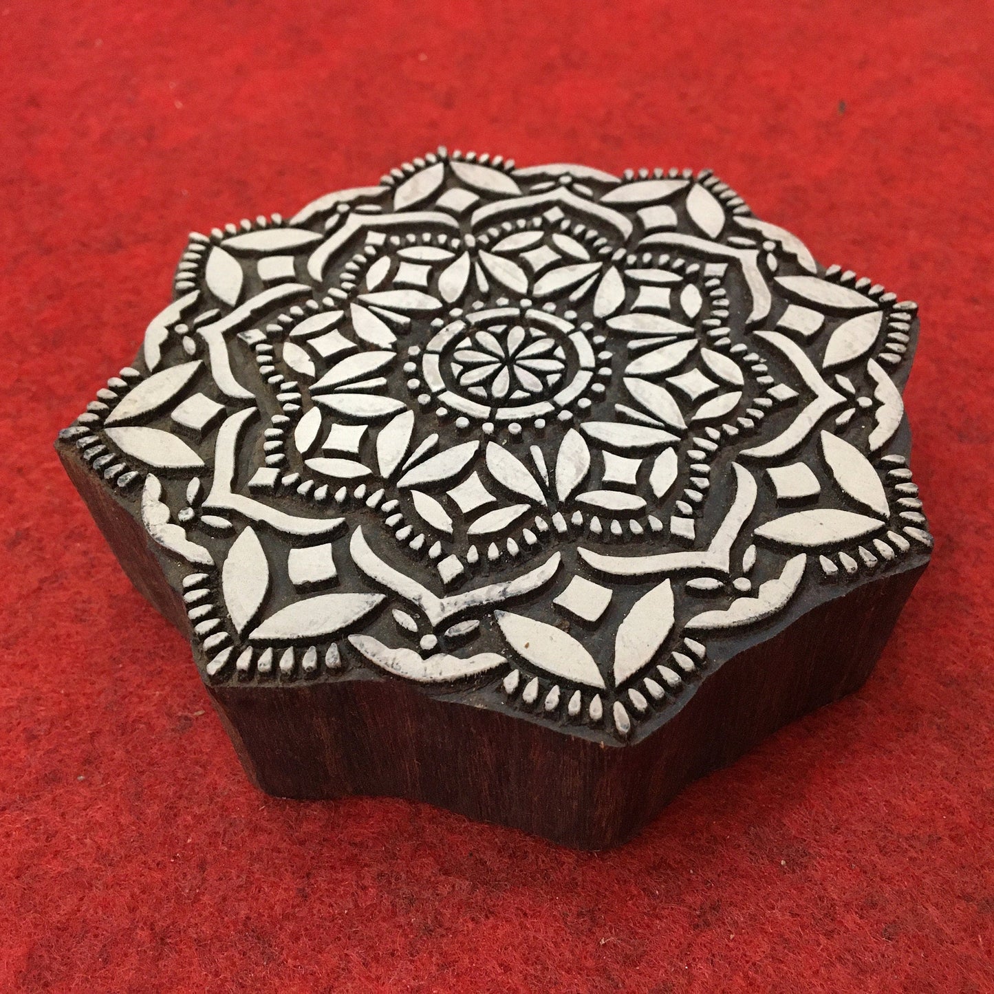 Floral Mandala Wood Stamp; Pottery Stamp; Wood Printing Block; Indian Stamp; Soap Stamp; Textile Print Block