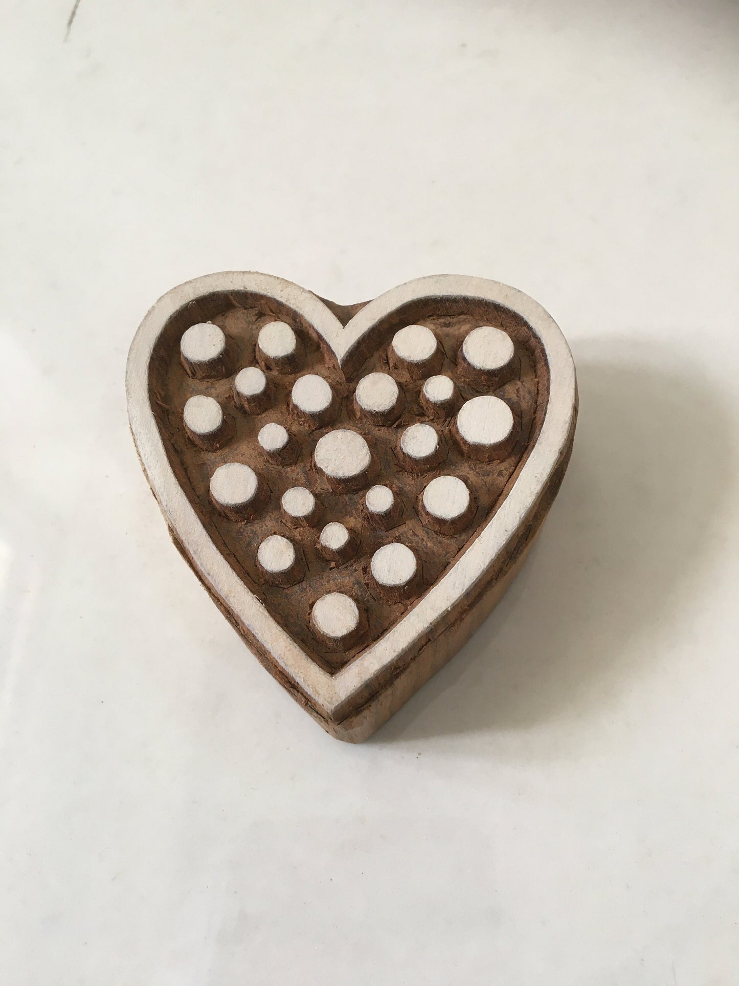 Heart with dots Indian Artistic Handicraft Items Wooden Printing Block,Tjaps,Batik stamps,pottery stamps,clay stamps,Indian wooden stamps,