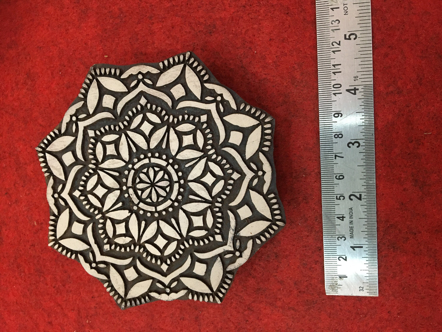 Floral Mandala Wood Stamp; Pottery Stamp; Wood Printing Block; Indian Stamp; Soap Stamp; Textile Print Block