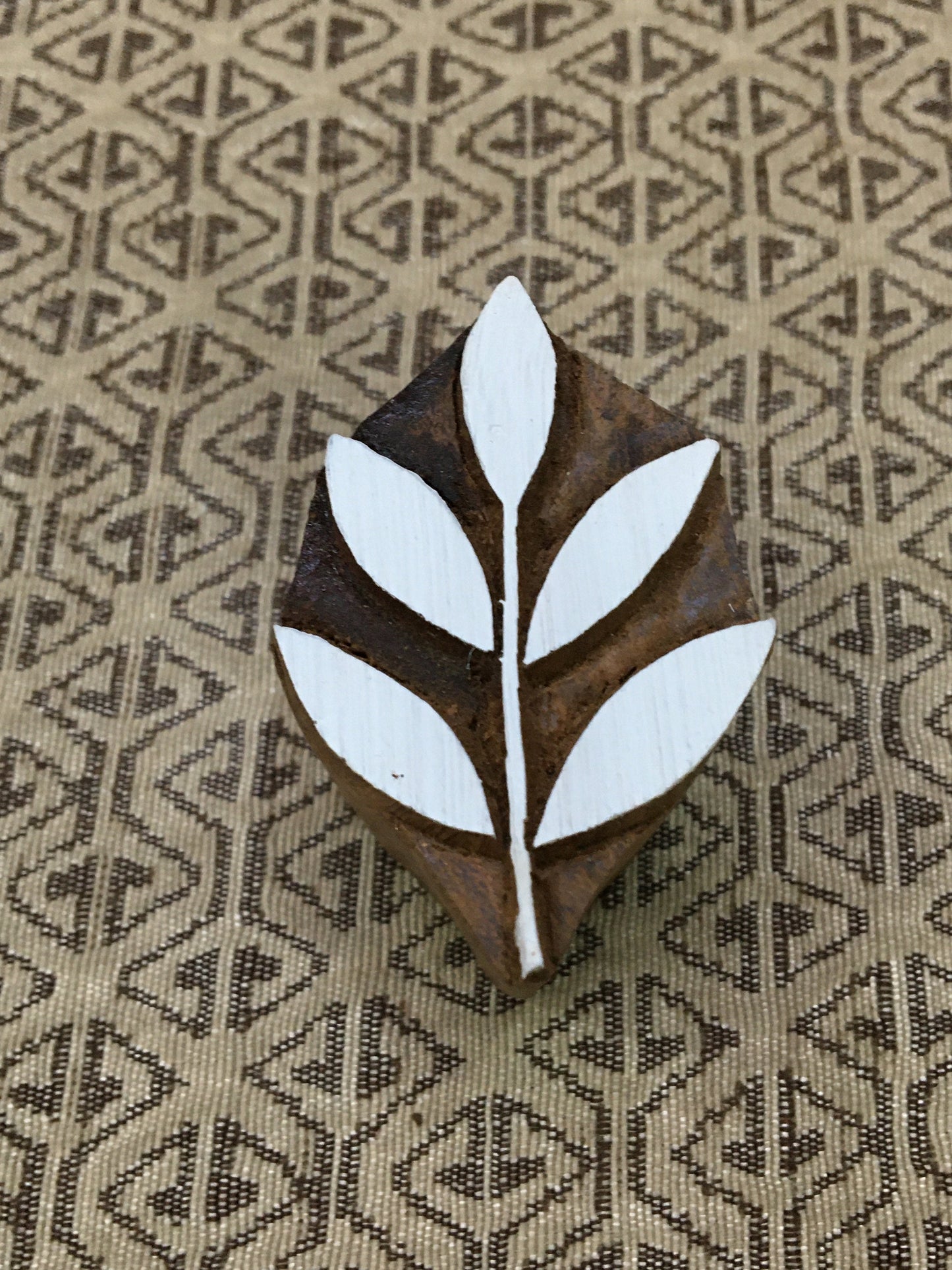 Nature's Grace: Indian Wooden Printing Block - Exquisite Leaf Design, hand carved Indian wood printing block; textile stamp; pottery stamp,