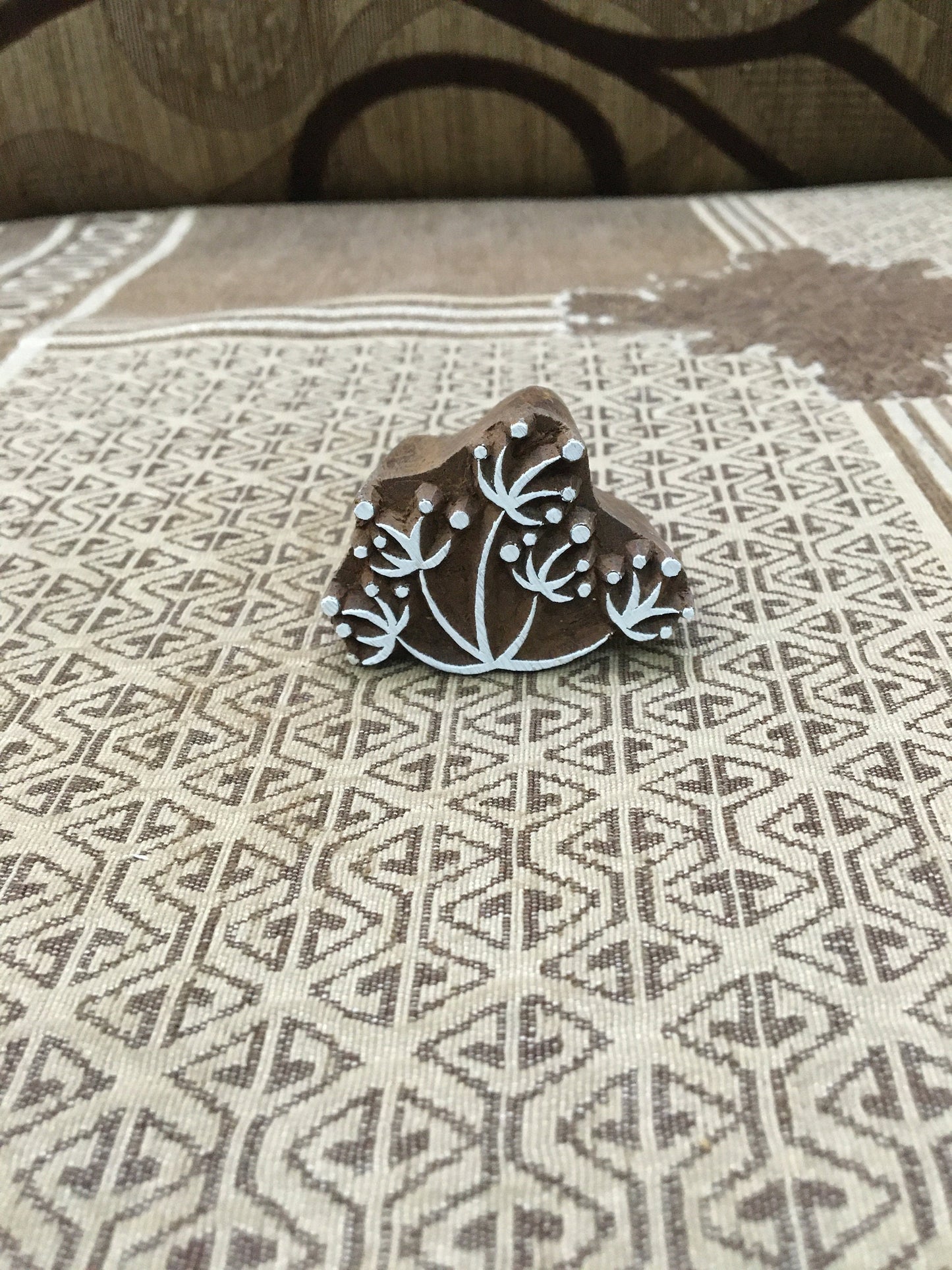 Mini Seed Head Cluster, hand carved Indian wood printing block; textile stamp; pottery stamp,