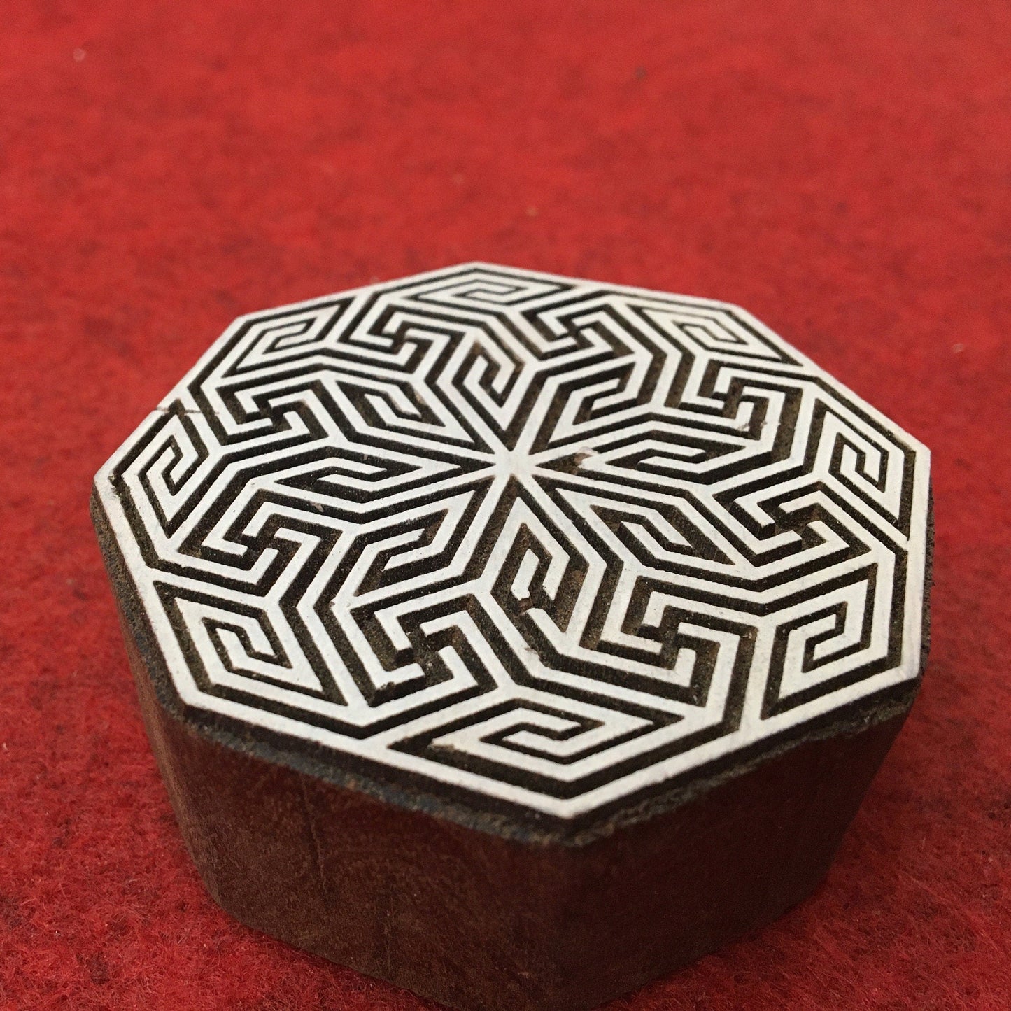 Geometric Hexagon Wooden Stamp