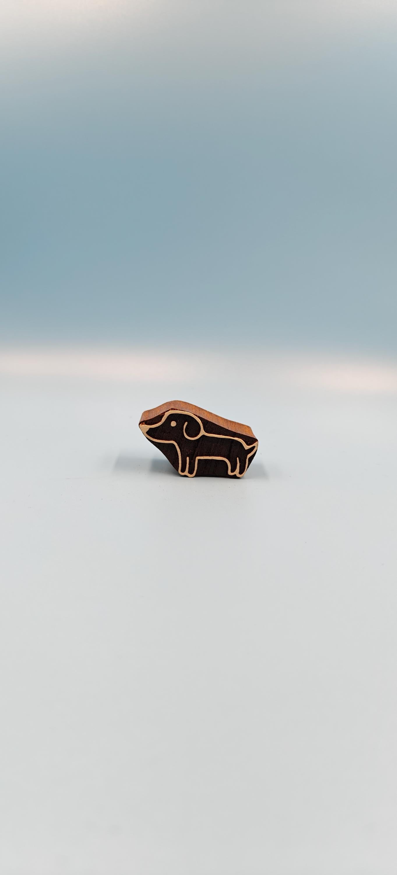 Indian Wooden Printing Block - Dachshund Puppy, hand carved Indian wood printing block; textile stamp; pottery stamp,