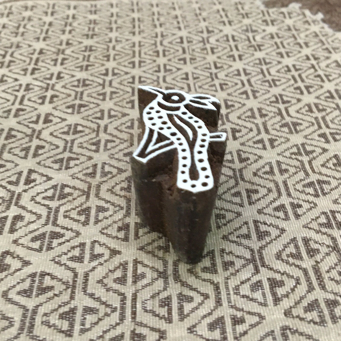Woodpecker Bird, hand carved Indian wood printing block