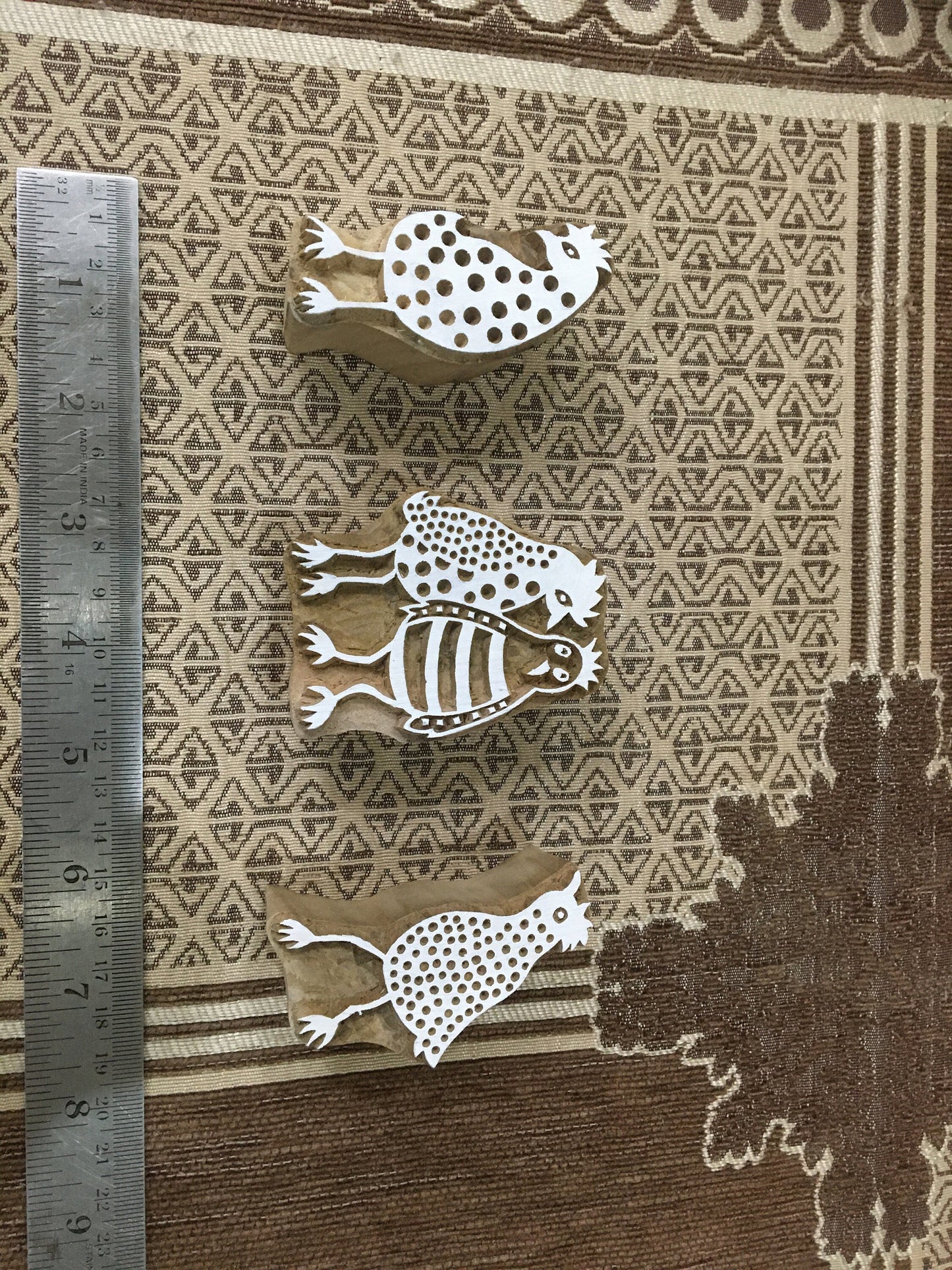 Funky Friends Hen: Playful Wooden Block Stamps for Creative Fun, hand carved Indian wood printing block; textile stamp; pottery stamp,