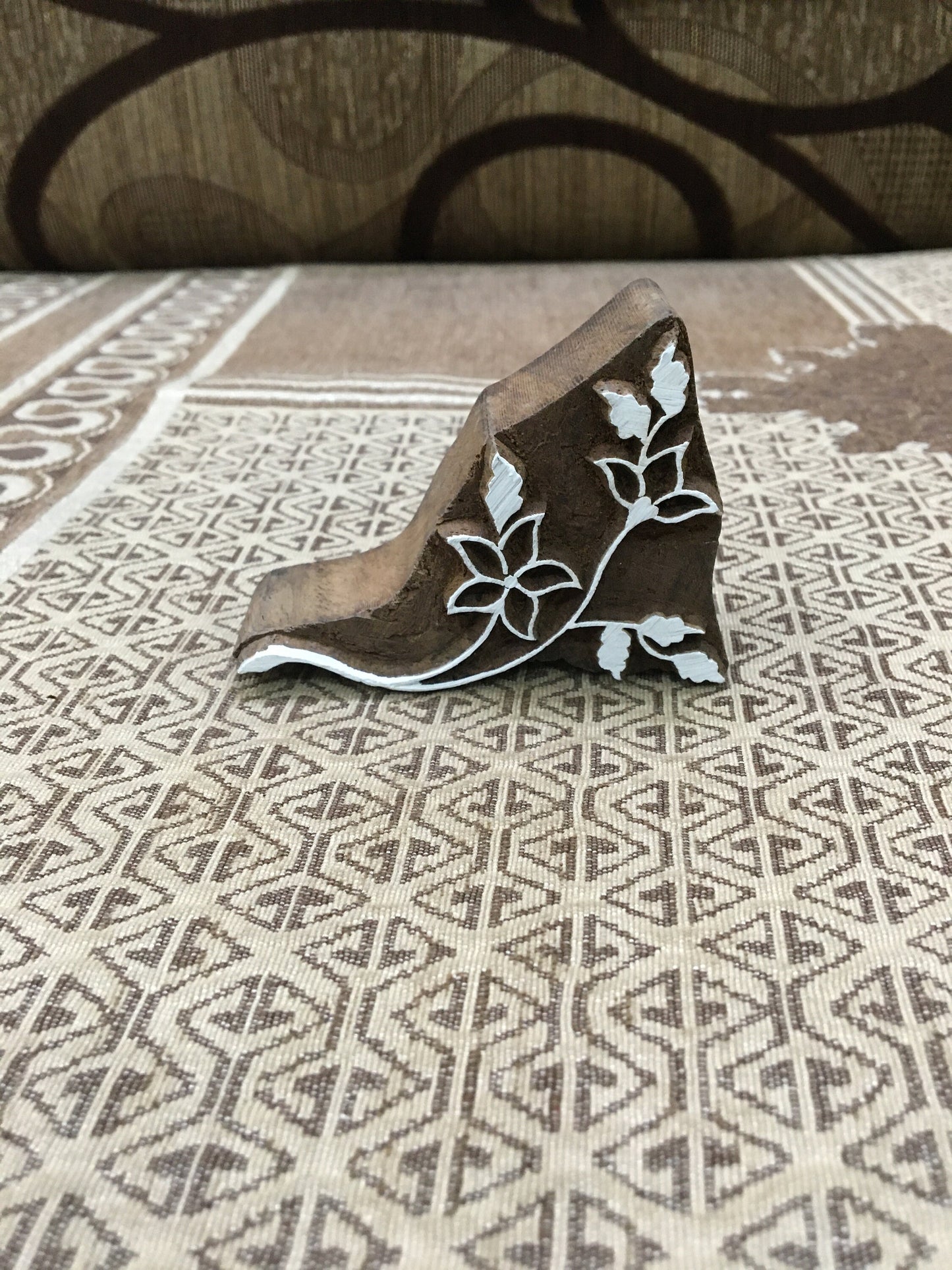 curvy leaves, hand carved Indian wood printing block; textile stamp; pottery stamp,