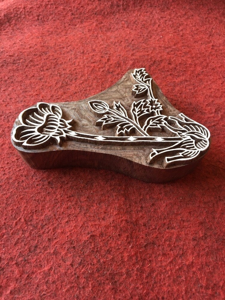 Indian Artistic Handicraft Item Floral 06, hand carved Indian wood printing block; textile stamp; pottery stamp,