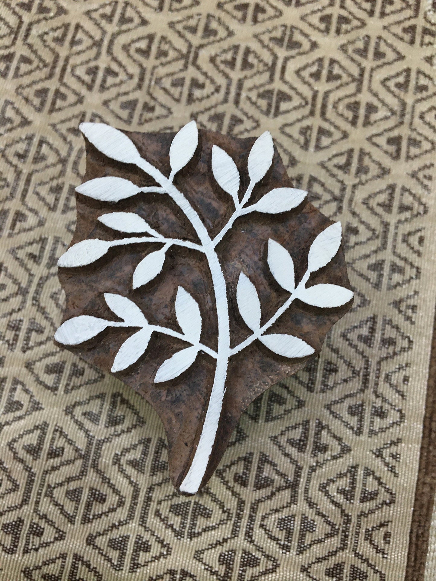 Indian Leaf Bunch Wooden Printing Block Stamp: Nature's Grace in Indian Artistry, hand carved Indian block; textile stamp; pottery stamp,