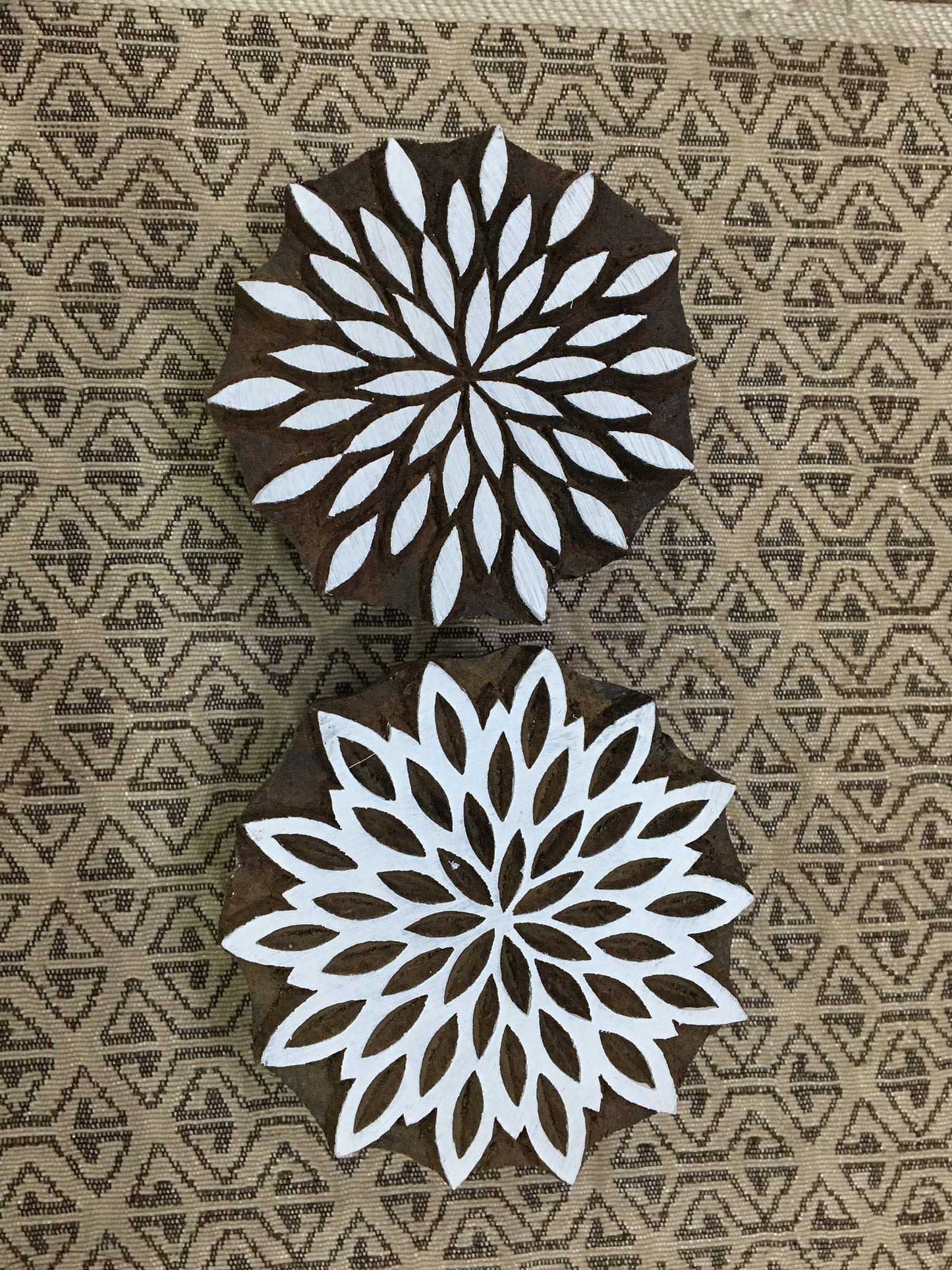 Leaves Flower, hand carved Indian wood printing block; textile stamp; pottery stamp,