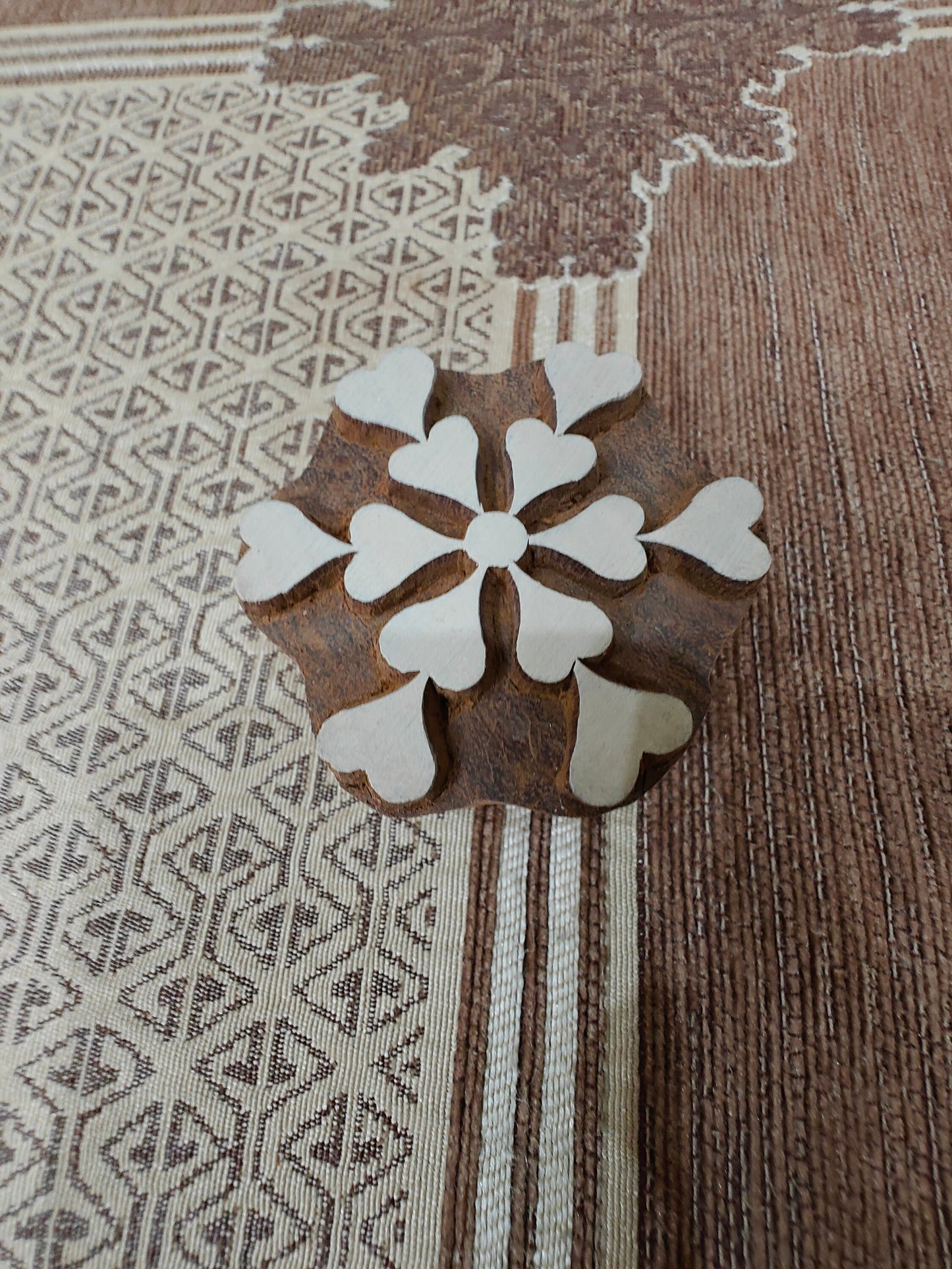 Heart Flower Mandala pottery stamp ceramic mold scrapbooking tjap batik printing floral carved stamps.