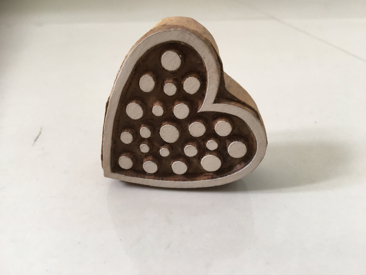 Heart with dots Indian Artistic Handicraft Items Wooden Printing Block,Tjaps,Batik stamps,pottery stamps,clay stamps,Indian wooden stamps,