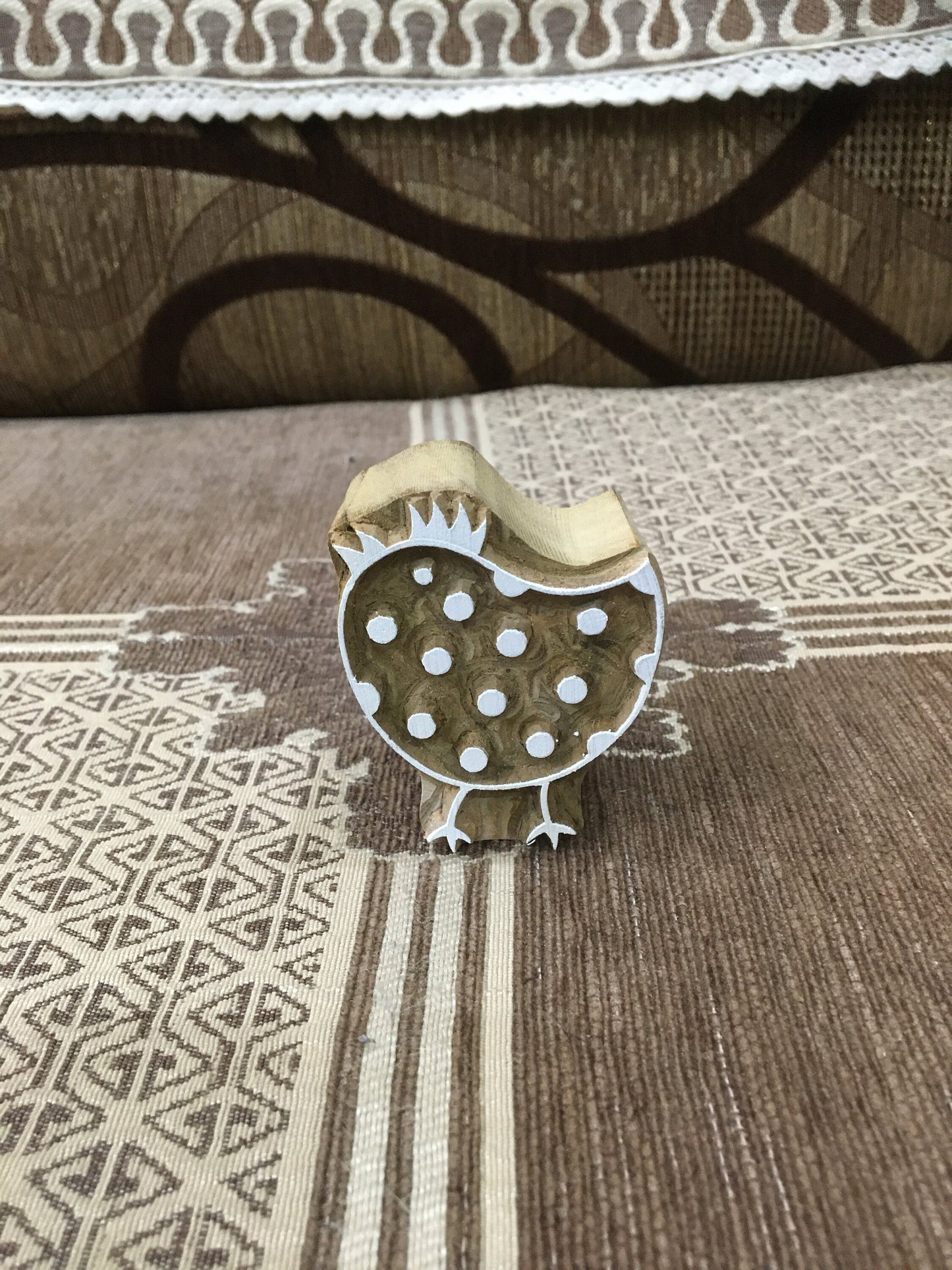 Double Delight: A Pair of Hen Wooden Printing Blocks Stamps, hand carved Indian wood printing block; textile stamp; pottery stamp,