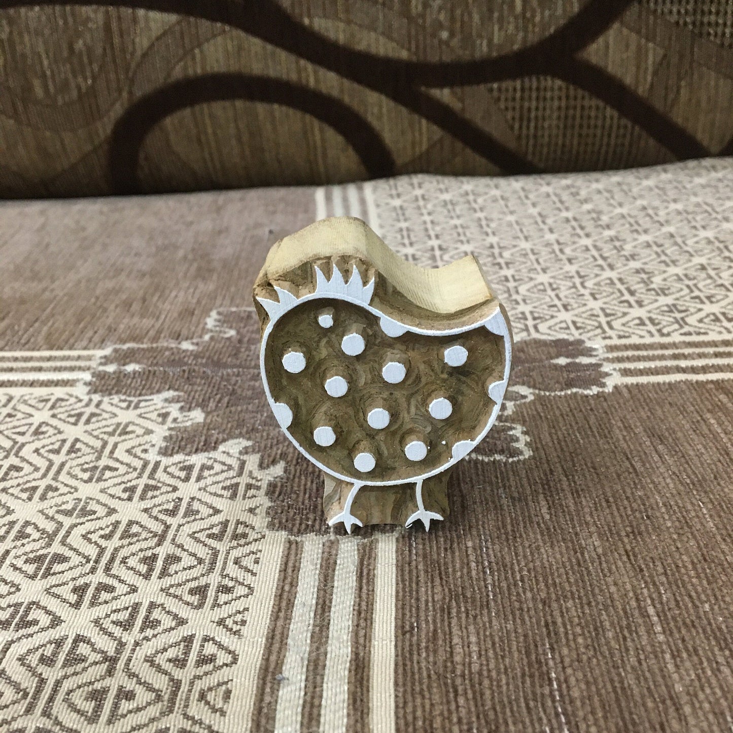 Double Delight: A Pair of Hen Wooden Printing Blocks Stamps, hand carved Indian wood printing block; textile stamp; pottery stamp,