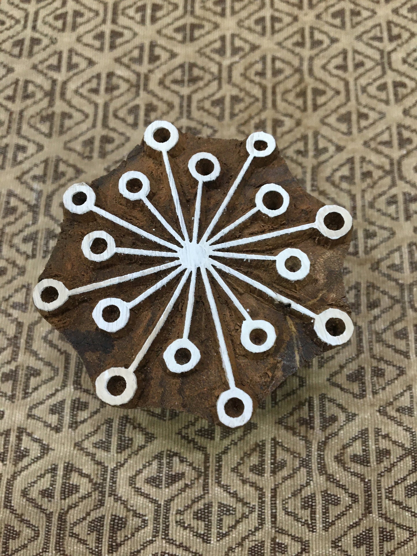 Indian Artistic Wooden Printing Block Mini seedhead starburst in Dynamic Patterns, fabricstamps, madebyhand, handcarvedstamp, fabricstamps