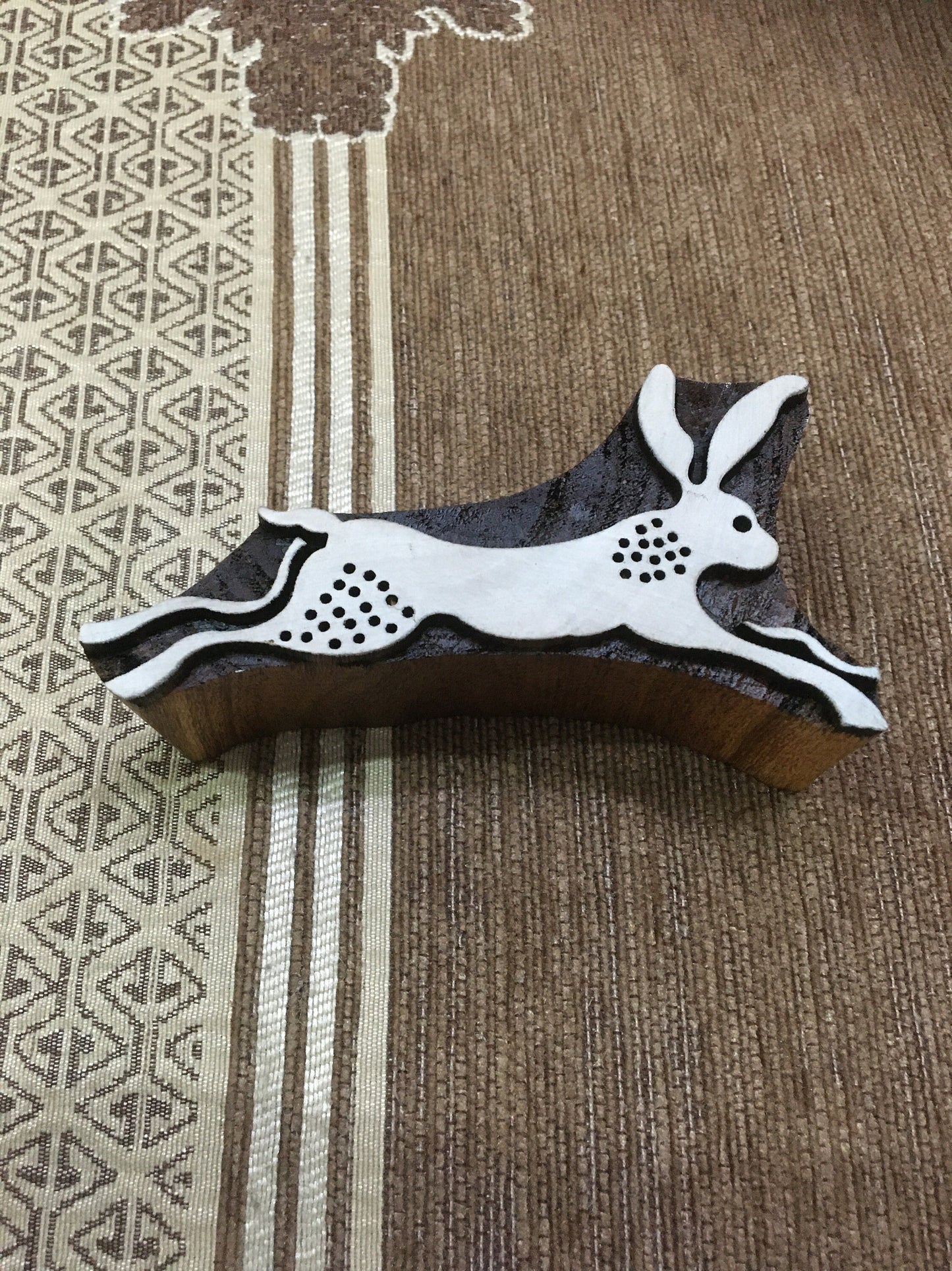 Hares and Seed Heads Stamp Block Set, hand carved Indian wood printing block; textile stamp; pottery stamp,