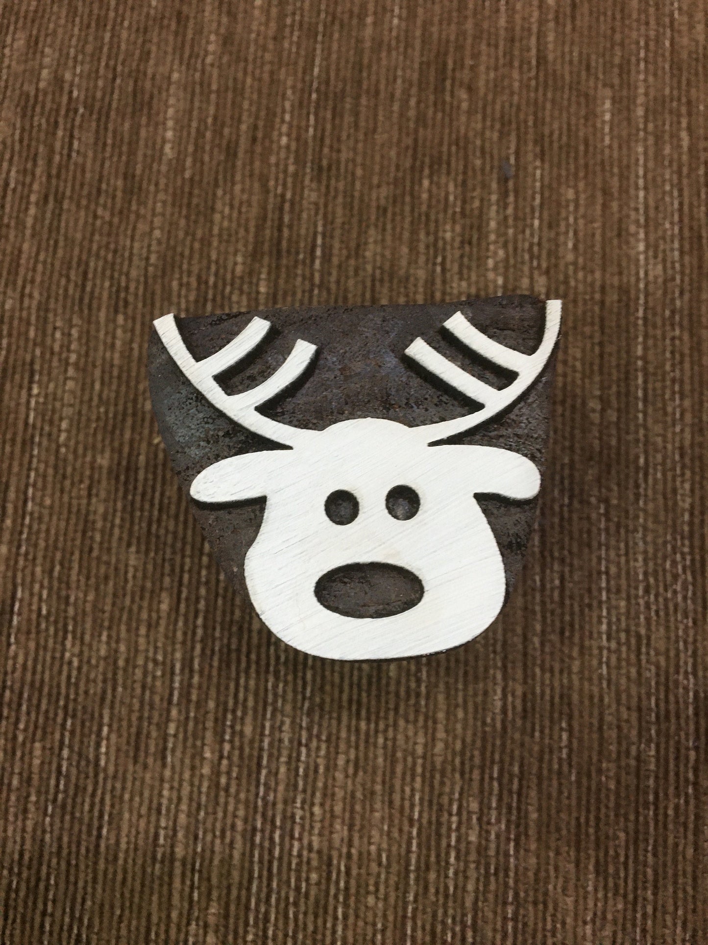 Vibrant Indian Artistry: Wooden Printing Block Stamp with Funky Reindeer Design, hand carved block, textile stamp; pottery stamp,