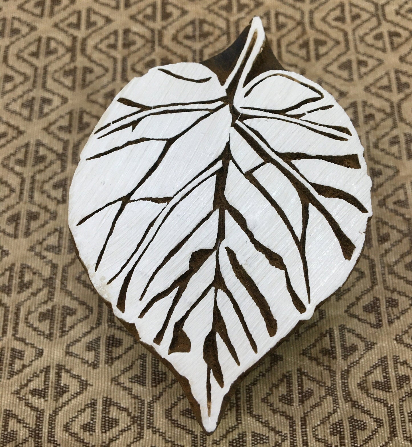 Beetle Leaf, hand carved Indian wood printing block