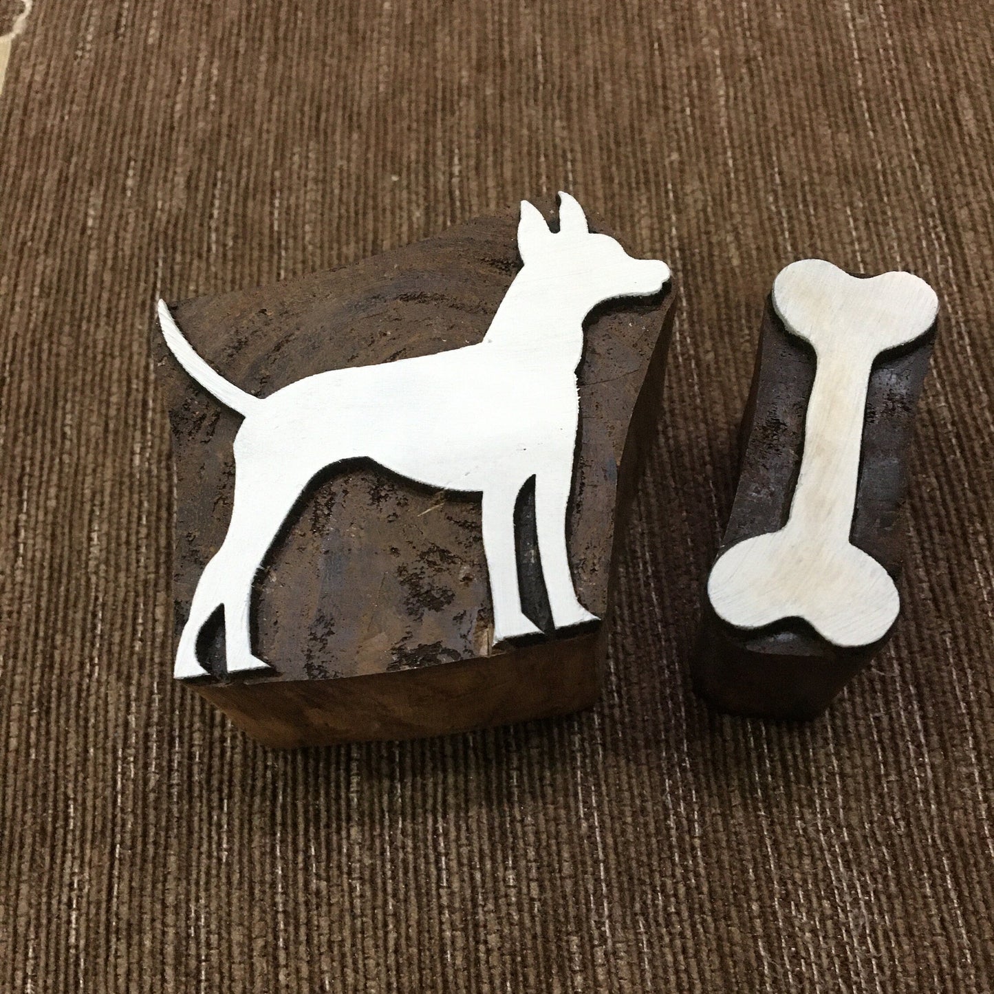 Dog & Bone Wooden Priniting Block Stamp