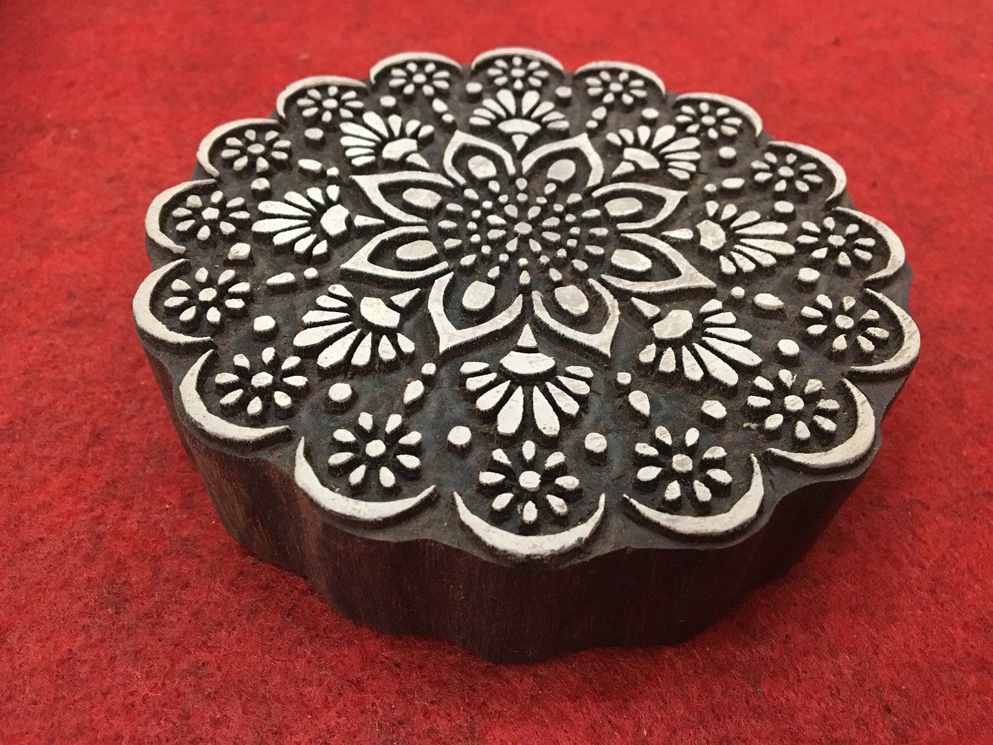 Floral Mandala Wood Stamp; Pottery Stamp; Wood Printing Block; Indian Stamp; Soap Stamp; Textile Print Block