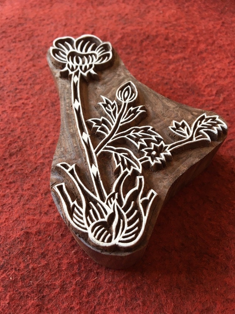 Indian Artistic Handicraft Item Floral 06, hand carved Indian wood printing block; textile stamp; pottery stamp,