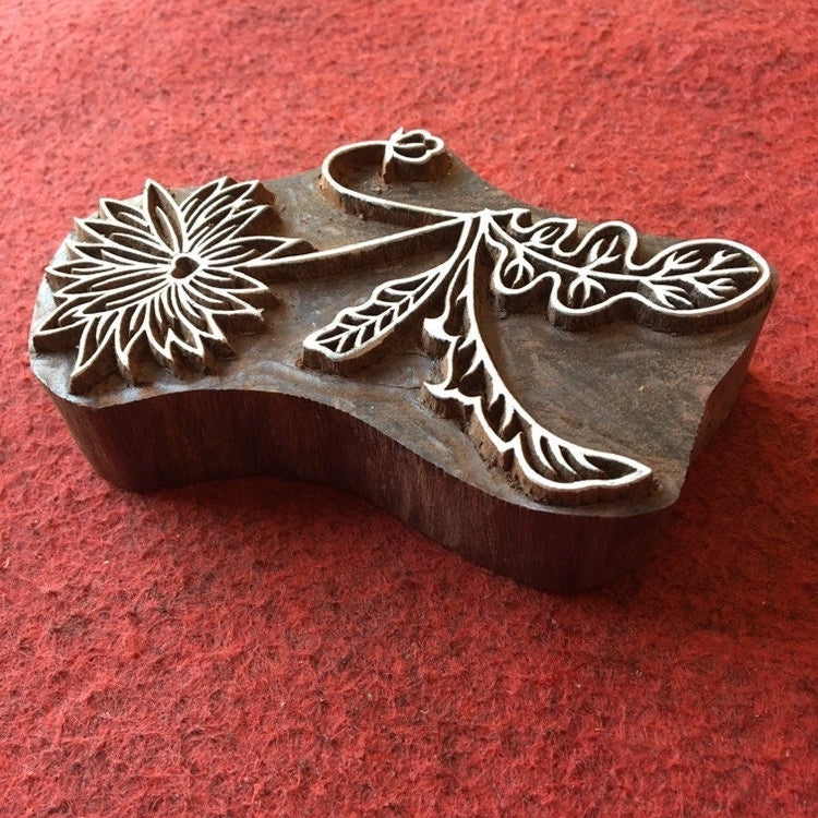 Indian Artistic Handicraft Item Floral 07, hand carved Indian wood printing block; textile stamp; pottery stamp,