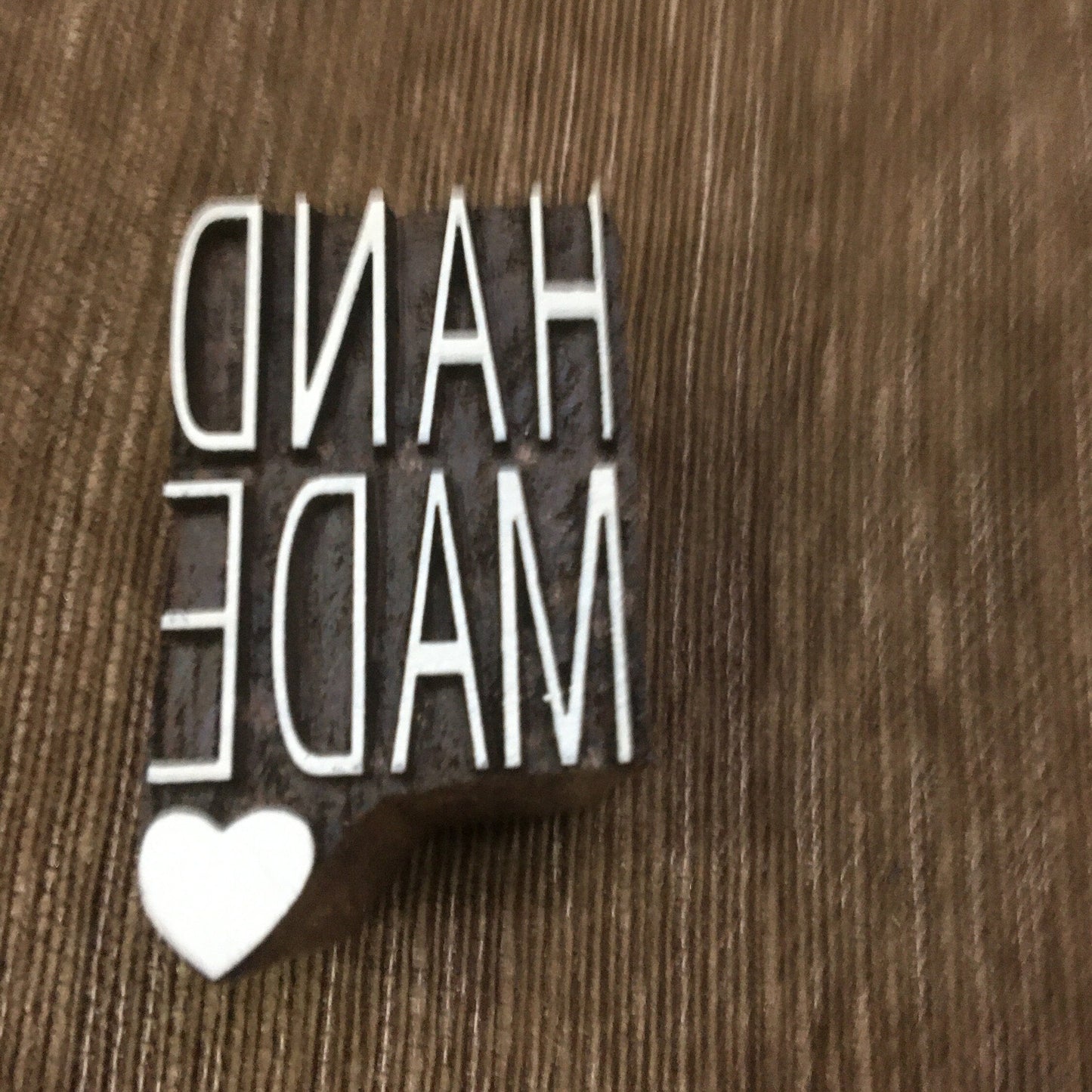 Handmade with Love Heart Wooden Stamp