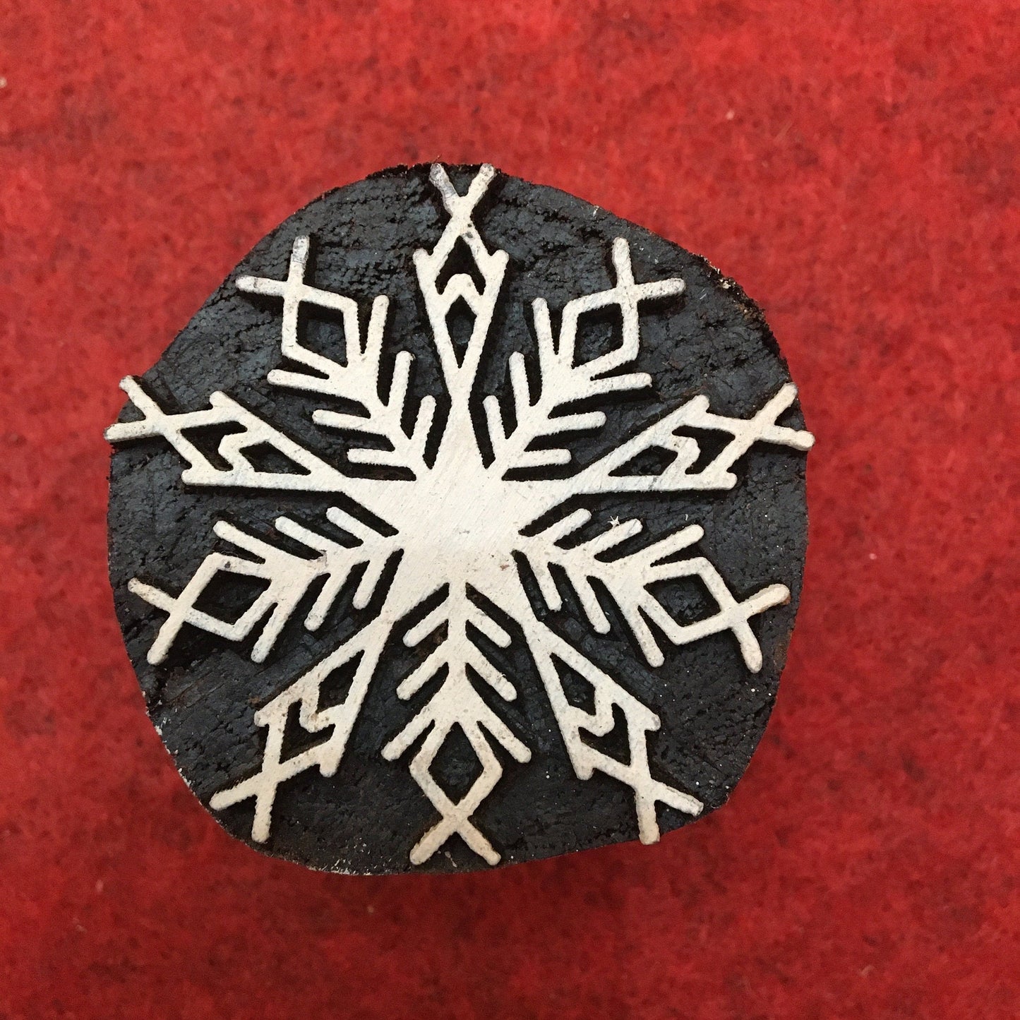 2nd set 10 piece different Designs SET Snowflake Motif Wooden Textile Block Christmas Wood Block