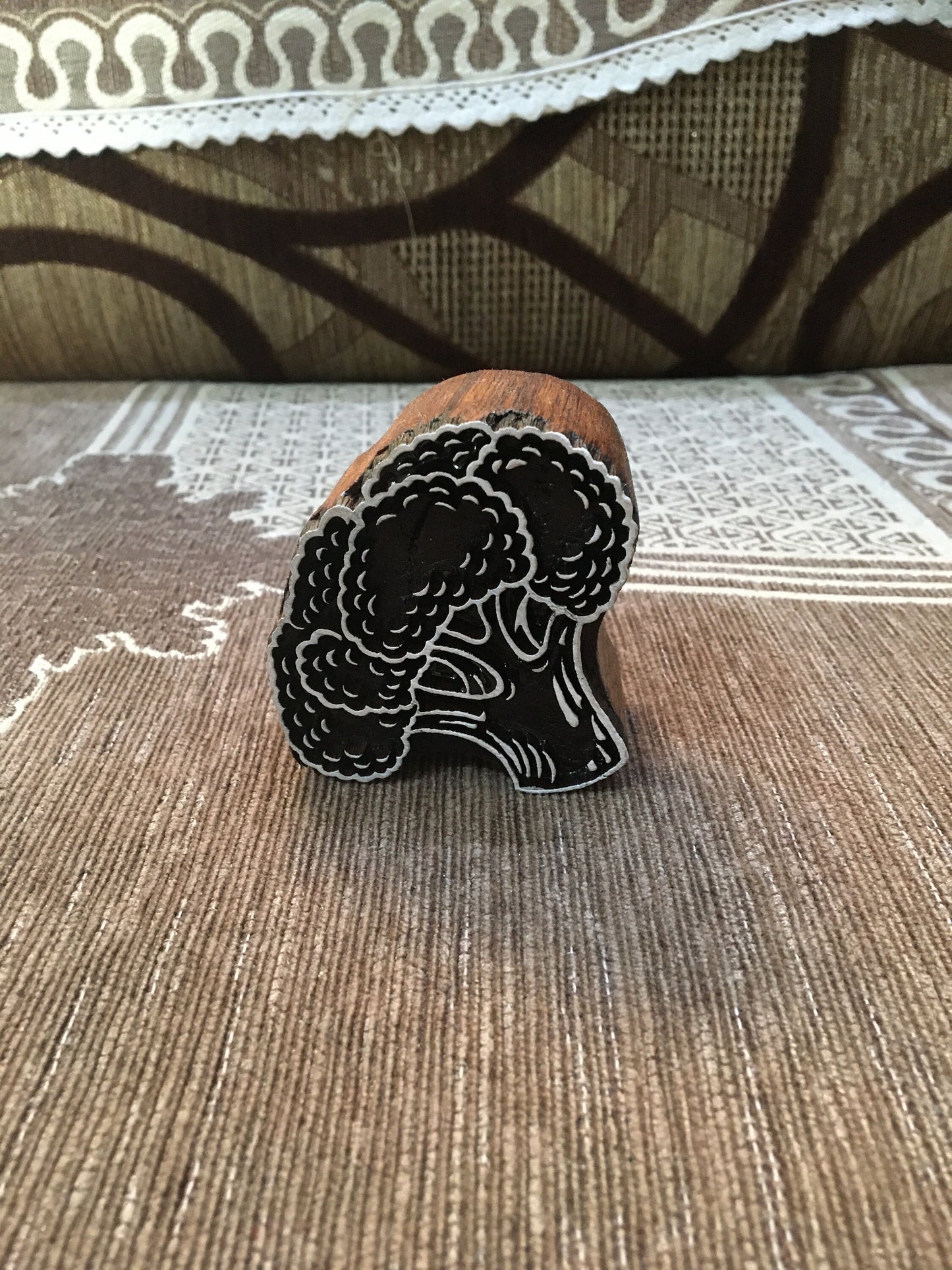 Hand Carved Vegetable Stamp Cauliflower , Broccoli, Vegetable stamp ; pottery stamp; textile stamp; Indian print block; clay stamp.