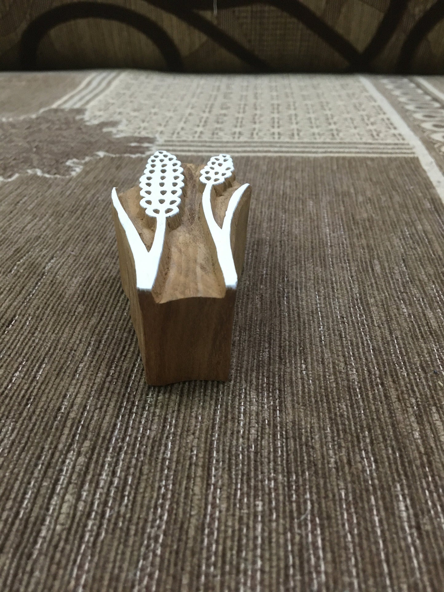 Indian Wooden Printing Block – Lavender Pods, hand carved Indian wood printing block; textile stamp; pottery stamp,
