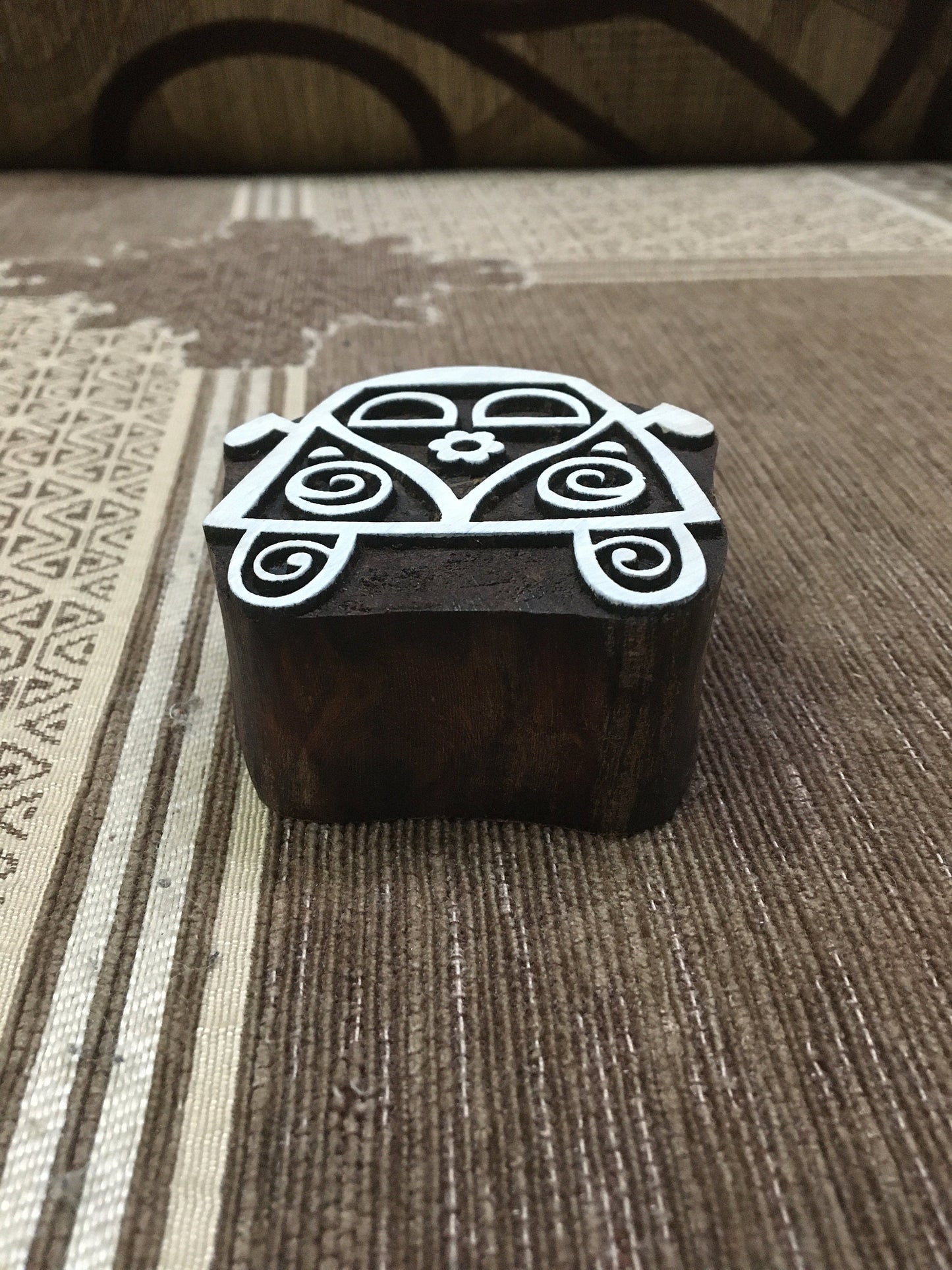 Indian Wooden Printing Block – Hippy Campervan, pottery stamp ceramic mould scrapbooking tjap batik printing floral carved stamps.