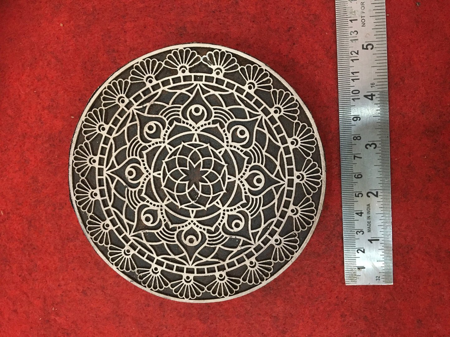 Floral Mandala Wood Stamp; Pottery Stamp; Wood Printing Block; Indian Stamp; Soap Stamp; Textile Print Block