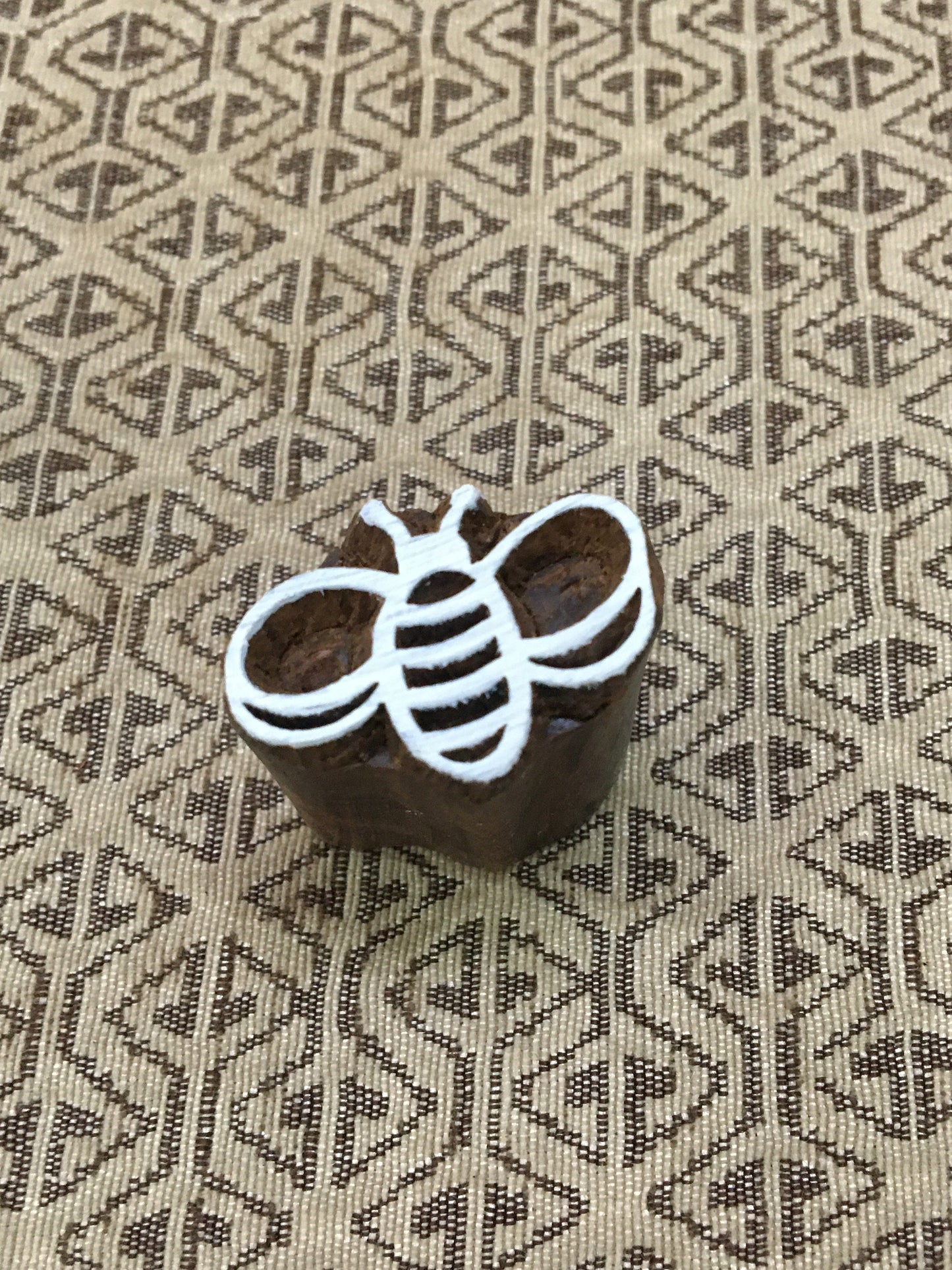 Mini Bee, hand carved Indian wood printing block; textile stamp; pottery stamp,
