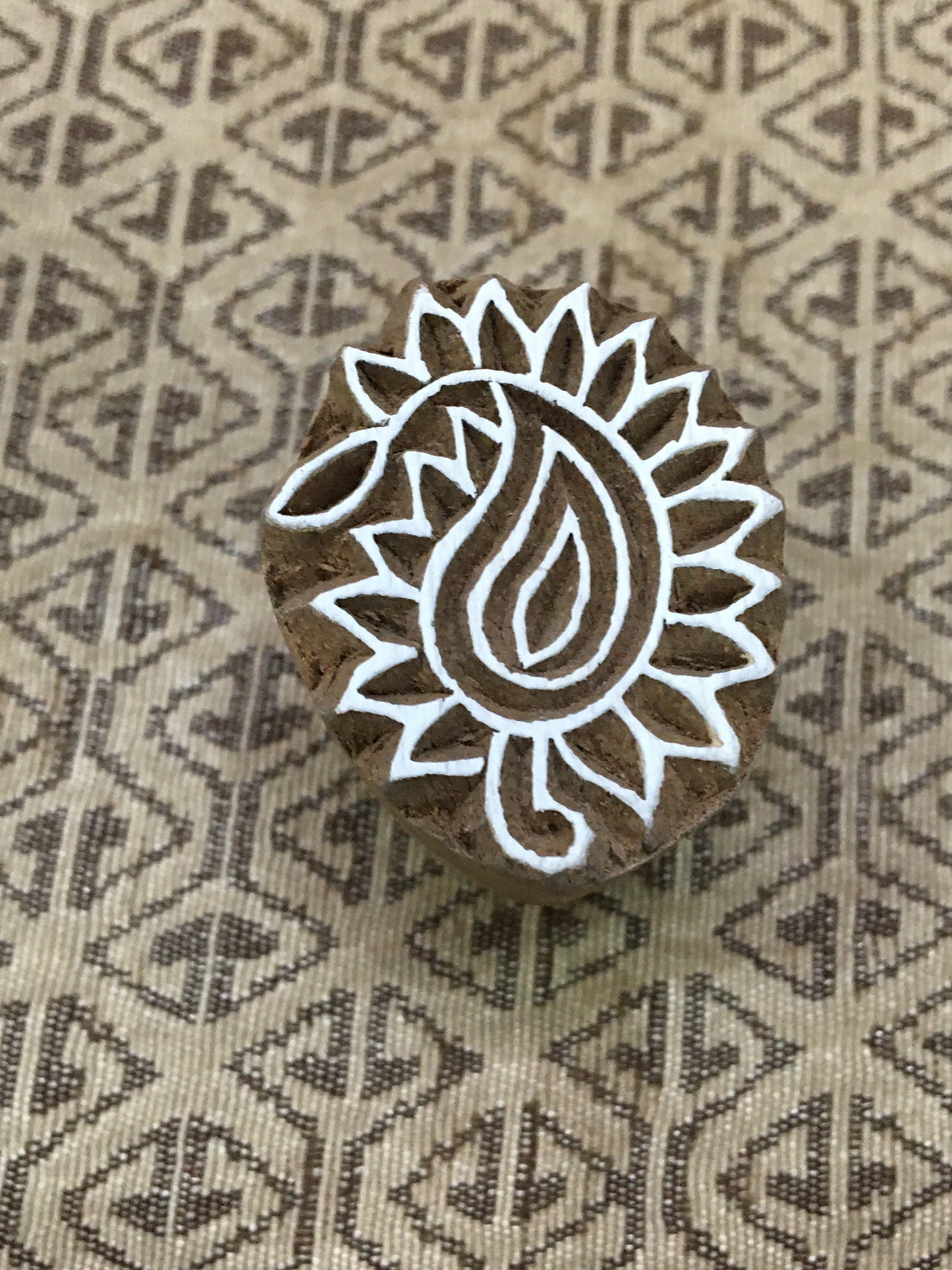 Small Paisley, hand carved Indian wood printing block; textile stamp; pottery stamp,