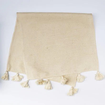 Small Natural 'Turkish Style' Tassel Towel