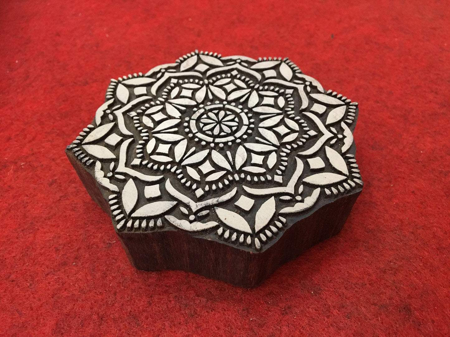 Floral Mandala Wood Stamp; Pottery Stamp; Wood Printing Block; Indian Stamp; Soap Stamp; Textile Print Block
