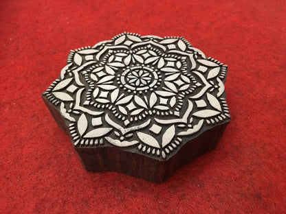 Floral Mandala Wood Stamp; Pottery Stamp; Wood Printing Block; Indian Stamp; Soap Stamp; Textile Print Block