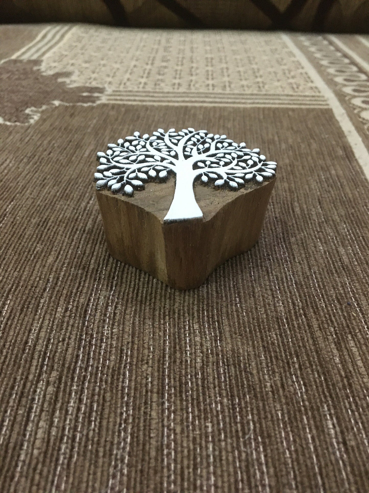 Indian Wooden Printing Block – Bold Spring Tree, hand carved Indian wood printing block; textile stamp; pottery stamp,