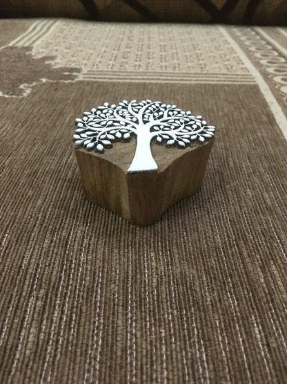 Indian Wooden Printing Block – Bold Spring Tree, hand carved Indian wood printing block; textile stamp; pottery stamp,