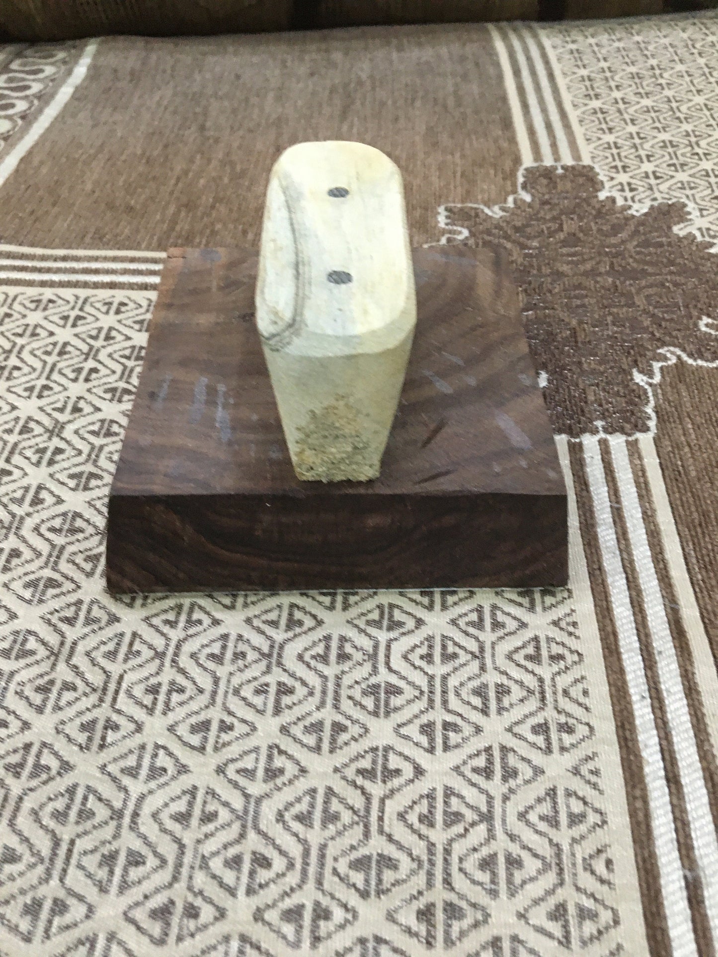 Indian Wooden Printing Block - Dotty Leaf Tile with Handle ,hand carved Indian wood printing block; textile stamp; pottery stamp,
