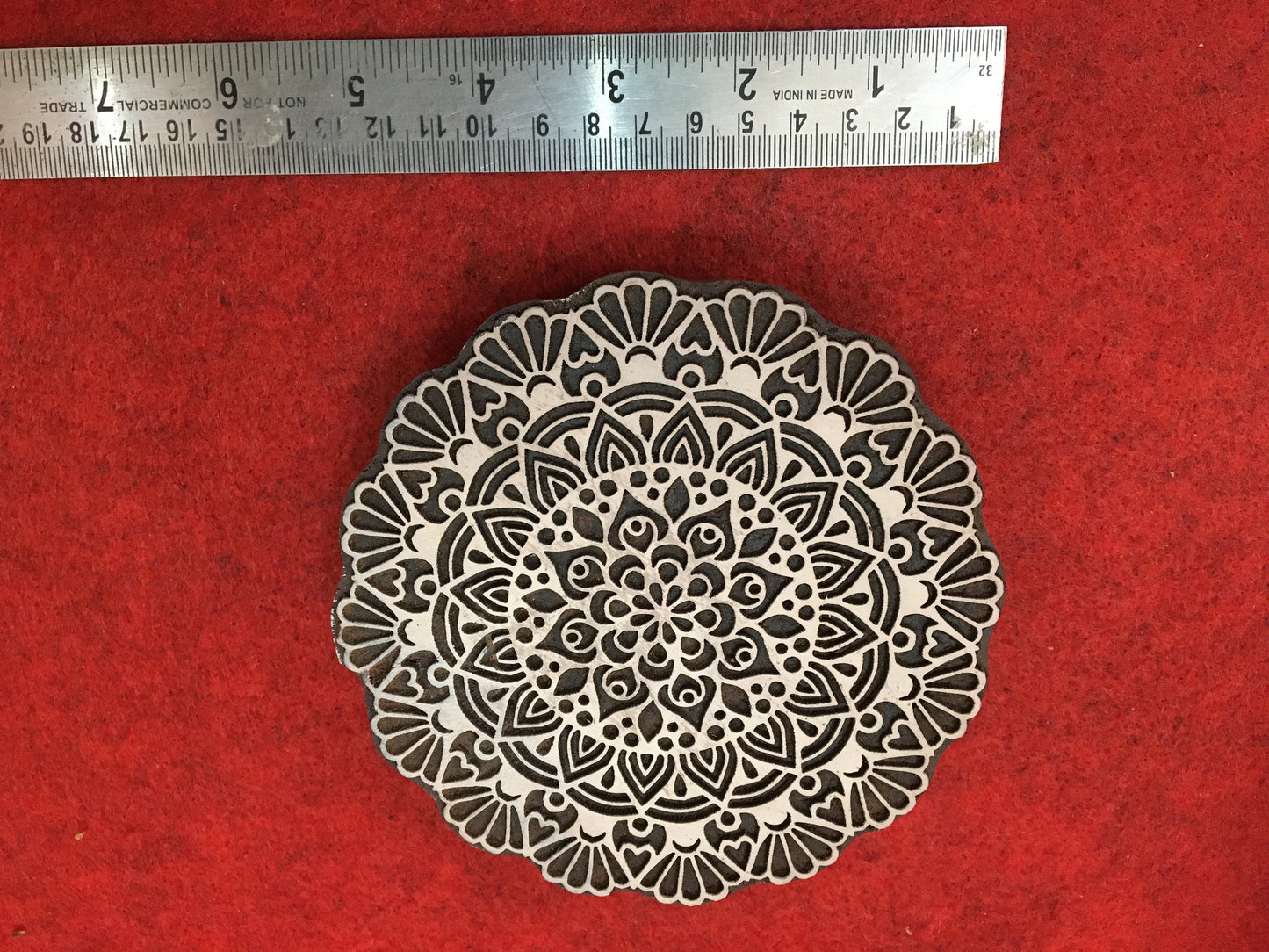 Floral Mandala Wood Stamp; Pottery Stamp; Wood Printing Block; Indian Stamp; Soap Stamp; Textile Print Block.