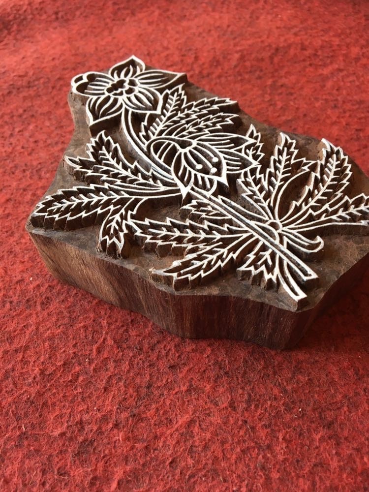 Indian Artistic Handicraft Item Floral 01, hand carved Indian wood printing block; textile stamp; pottery stamp,