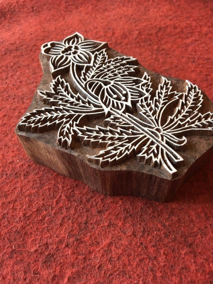 Indian Artistic Handicraft Item Floral 01, hand carved Indian wood printing block; textile stamp; pottery stamp,