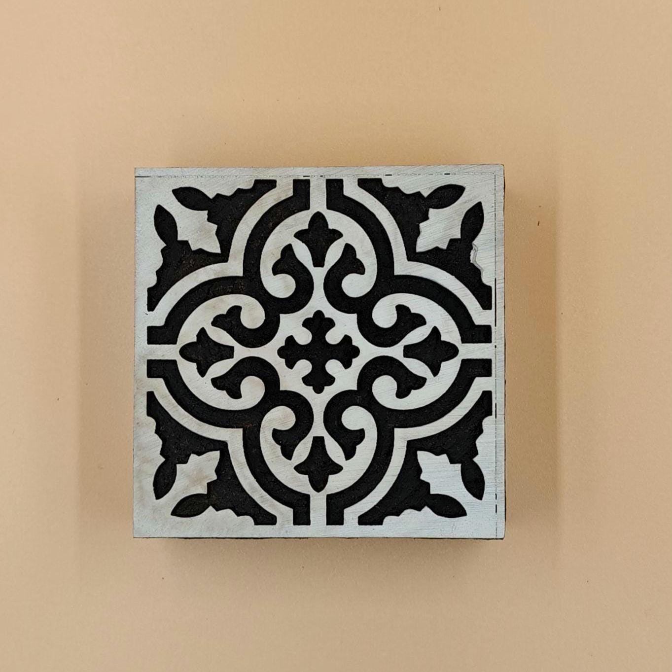 Positive and Negative Moraccan Tile,pottery stamp ceramic mold scrapbooking tjap batik printing floral carved stamps.