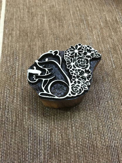 Set Of 3 Indian Artistic Handicraft Items Wooden Printing Block Innocent Squirrel, clay stamp , pottery stamp, wooden stamp, batik stamp