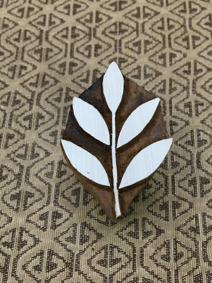 Nature's Grace: Indian Wooden Printing Block - Exquisite Leaf Design, hand carved Indian wood printing block; textile stamp; pottery stamp,
