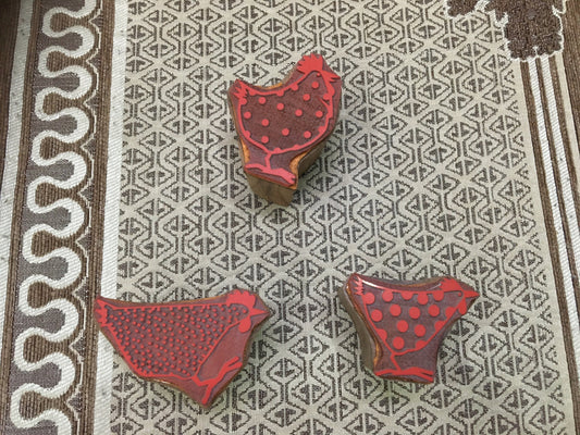 Funky Chickens Indian Artistic Handicraft Items Rubber Printing Block,Tjaps,Batik stamps,pottery stamps,clay stamps,Indian Mounted stamps,