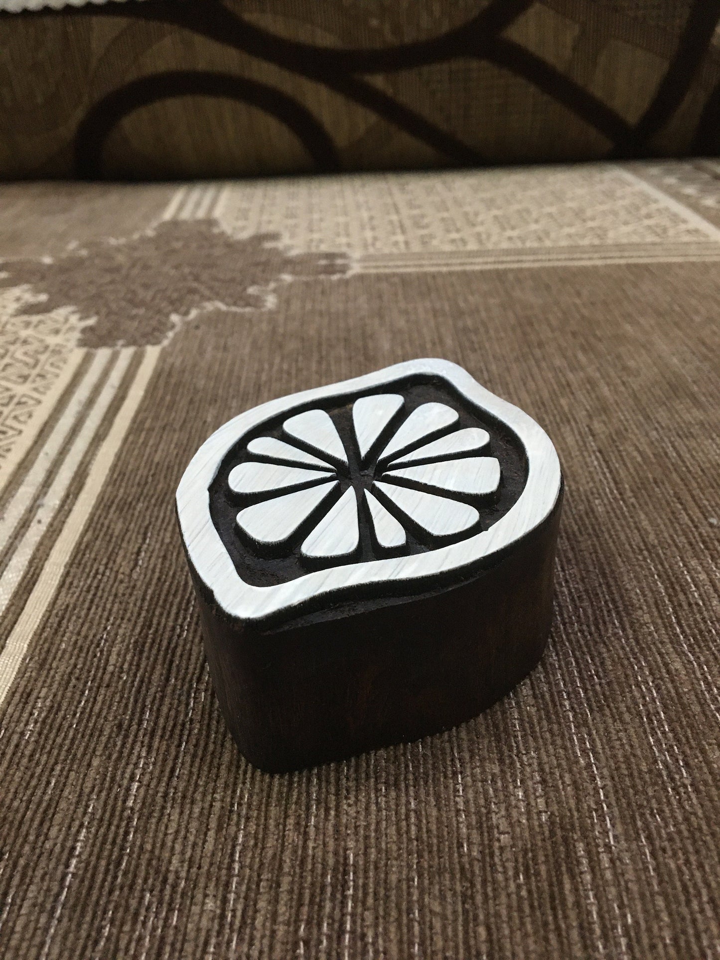 Indian Wooden Printing Block – Lime, hand carved Indian wood printing block; textile stamp; pottery stamp,