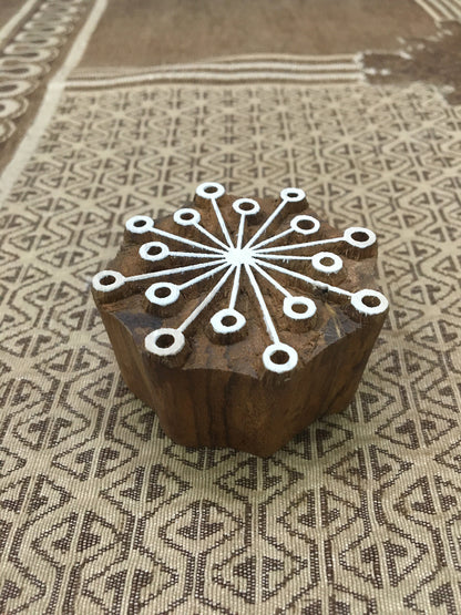 Indian Artistic Wooden Printing Block Mini seedhead starburst in Dynamic Patterns, fabricstamps, madebyhand, handcarvedstamp, fabricstamps