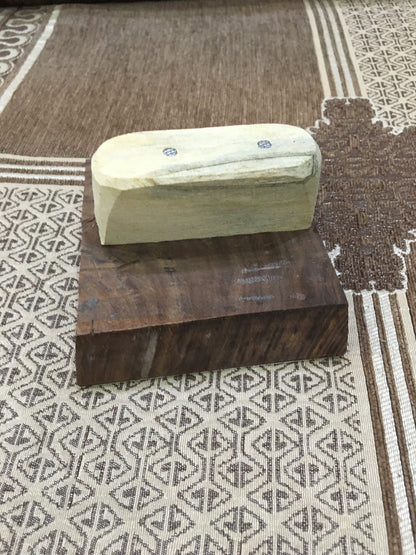 Indian Wooden Printing Block - Dotty Leaf Tile with Handle ,hand carved Indian wood printing block; textile stamp; pottery stamp,