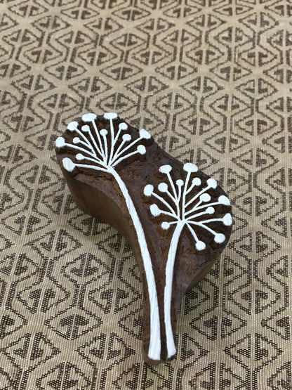 Nature's Intricacy Revealed: Seed Head Indian Wooden Printing Block Stamps ,hand carved Indian block; textile stamp; pottery stamp,